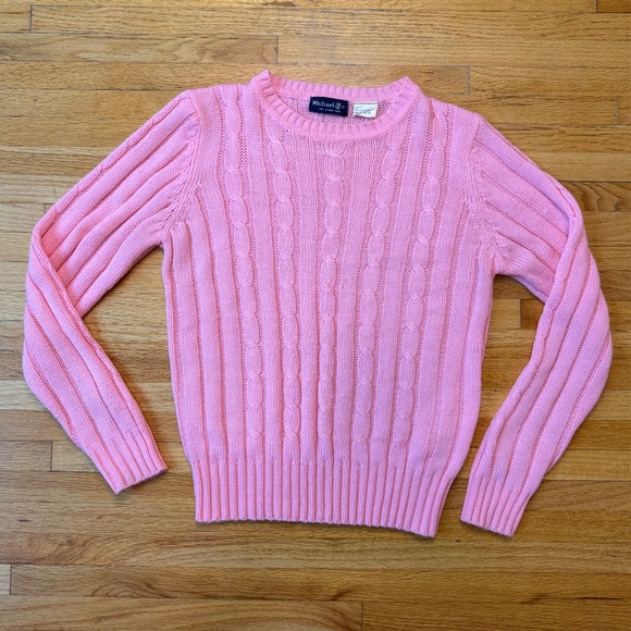 Vintage 80s Pink Cable Knit Sweater - Picture 7 of 9